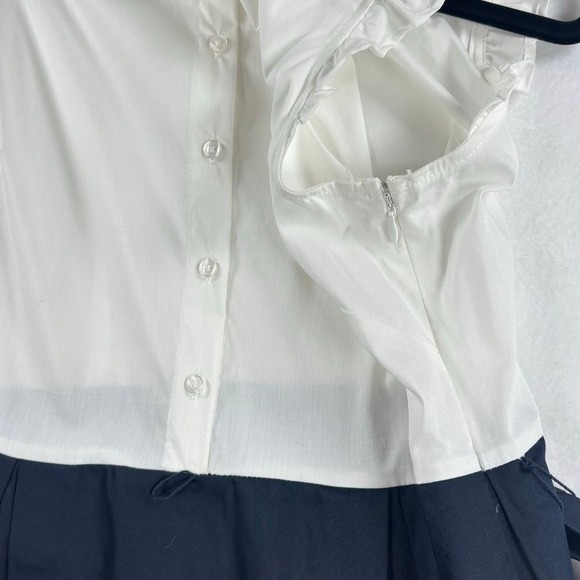 Tommy Hilfiger Dress Color Block Tie Waist Ruffle Buttons Academia Preppy 10 - Picture 10 of 12